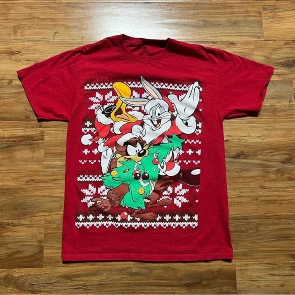 WB LOONEY TUNES BUGS BUNNY DAFFY DUCK TAZ CHRISTMAS T-Shirt MENS MEDIUM‎